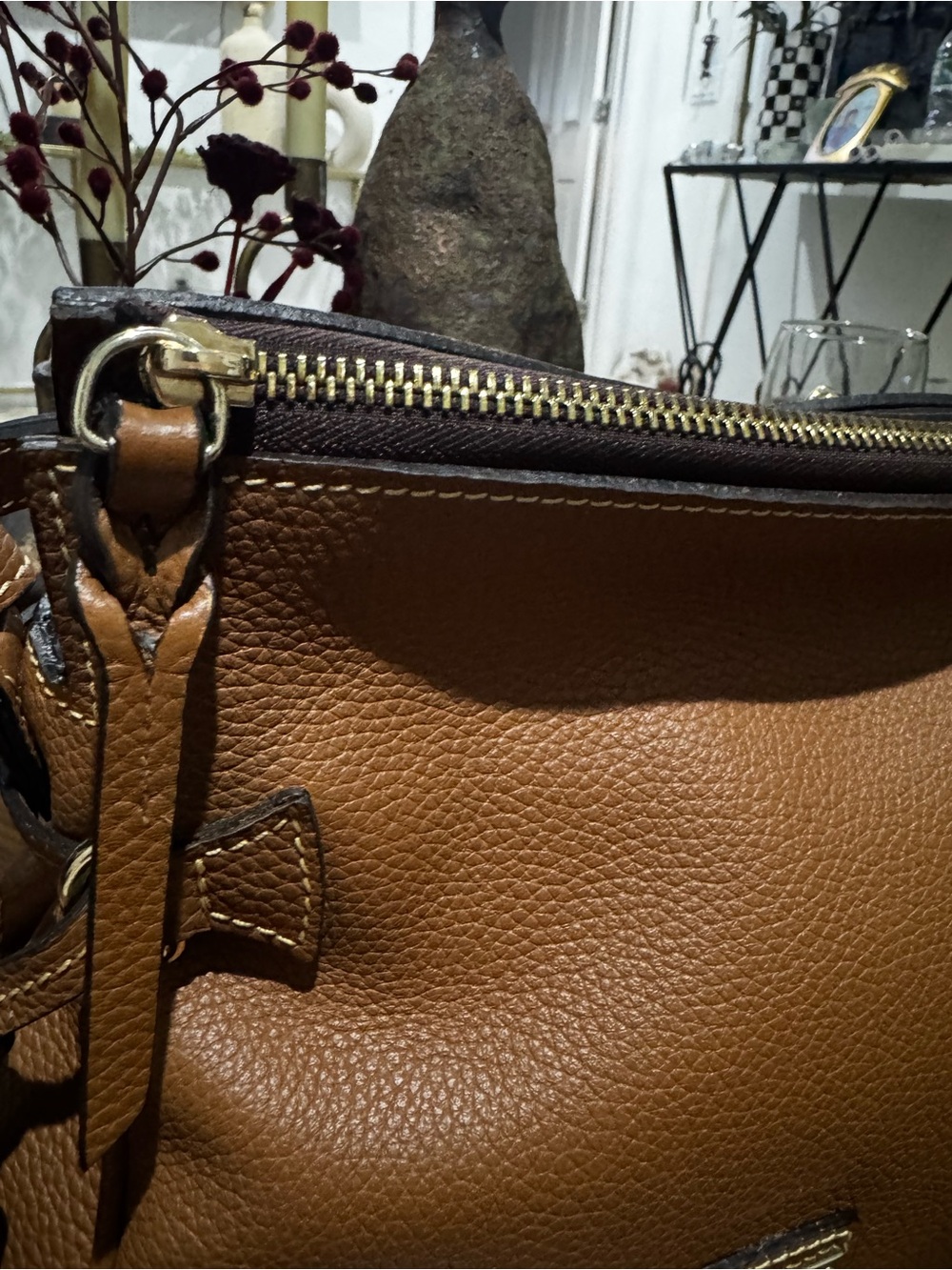 Dooney & Bourke Brown Pebbled Leather Shoulder Bag - Picture 2 of 5